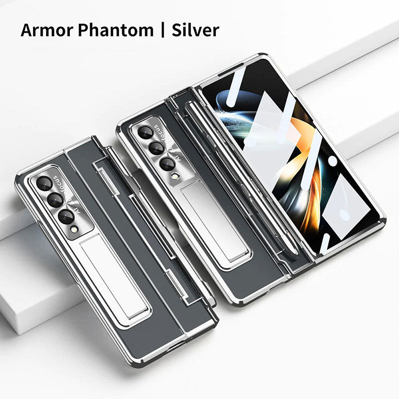 Armor Phantom Transparent Frosted Stand Hinge Phone Case For Samsung Galaxy Z Fold3 Fold4 5G With Screen Protectro🔥Buy 2 Free Shipping🔥