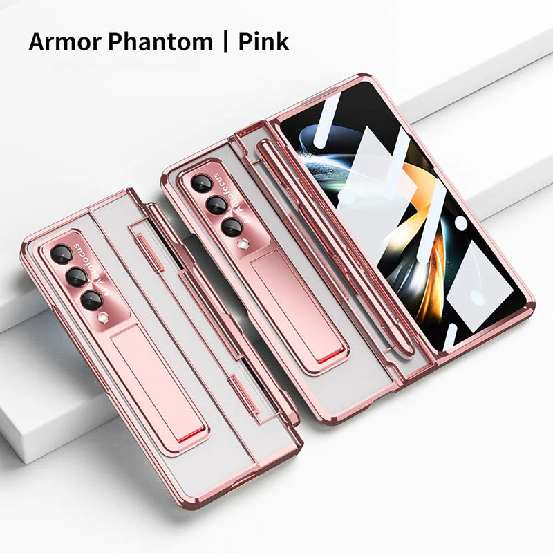 Armor Phantom Transparent Frosted Stand Hinge Phone Case For Samsung Galaxy Z Fold3 Fold4 5G With Screen Protectro🔥Buy 2 Free Shipping🔥