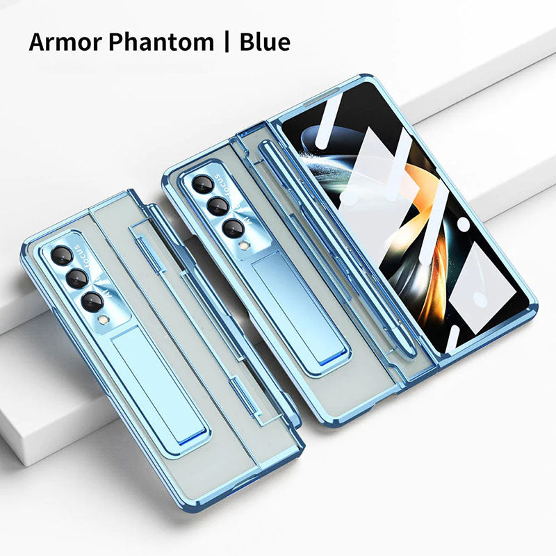 Armor Phantom Transparent Frosted Stand Hinge Phone Case For Samsung Galaxy Z Fold3 Fold4 5G With Screen Protectro🔥Buy 2 Free Shipping🔥