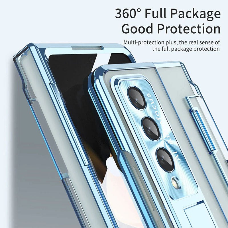 Armor Phantom Transparent Frosted Stand Hinge Phone Case For Samsung Galaxy Z Fold3 Fold4 5G With Screen Protectro🔥Buy 2 Free Shipping🔥