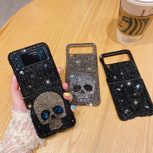 Luxury Sparkling Rhinestone Skull Phone Case For Samsung Galaxy Z Fold3 Fold4 5G